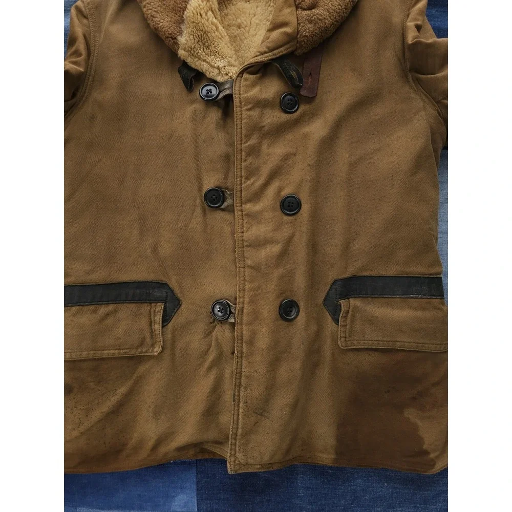 Vintage 1930s USCG Transport Mackinaw Coat Shearling Shawl Collar RARE 38 - Picture 7 of 16